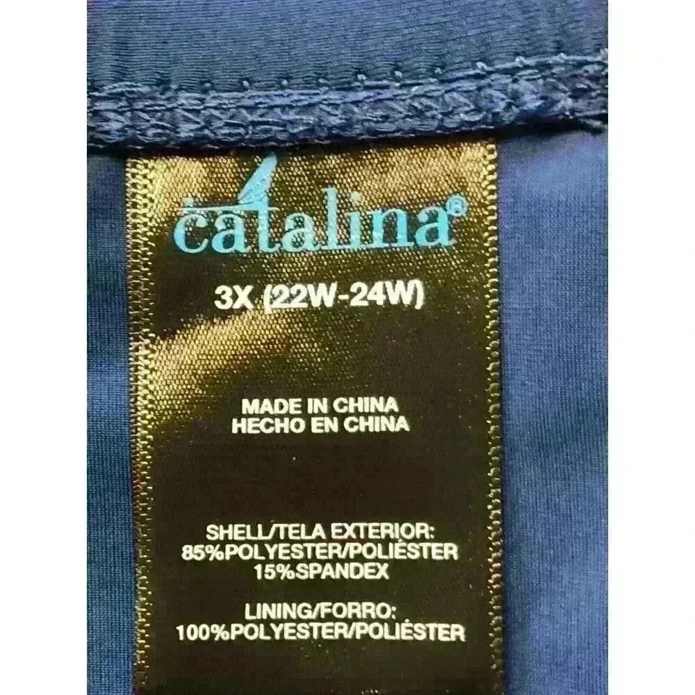 Catalina Tankini Bottoms Swim Skirt 3X (22W-24W) stretch blue - Picture 5 of 7